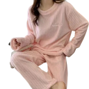 Damska vinter plysch pyjamas i polyester och spandex Enfärgad varm set med lång ärm och byxor Universell storlek 22