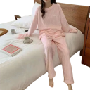 Damska vinter plysch pyjamas i polyester och spandex Enfärgad varm set med lång ärm och byxor Universell storlek 5