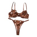 Damska zestaw bielizny poloprzezroczysta biustonosz z fiszbinami i haftowanymi kwiatami oraz stringi z kwiatową aplikacją i regulowanymi bokami 7