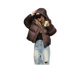 Dámska zimná bunda Zapínanie na zips a patentky Kapucňa Polyester bavlna Teplá zimná bunda s pohodlným strihom Štýlový kabát na chladné zimné obdobie 6