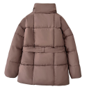 Dámska zimná bunda Zapínanie na zips a patentky Límec Tkanička v páse Polyester bavlna Teplý zimný kabát Elegantná pohodlná bunda na chladné obdobie 2