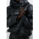 Dámská zimní bunda černá Umělá kůže 2
