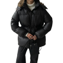 Dámská zimní bunda Kapuce Zapínání na zip a patenty Tkanička v pase Kapsy na ruce Teplý odolný polyester Pohodlná bunda na zimní období 5