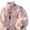 Dámská zimní bunda s vysokým plyšovým stojáčkem Teplá bunda z polyesteru a kašmíru Zapínání na zip Praktické kapsy Elegantní zimní vzhled 7