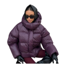 Dámská zimní bunda Zapínání na zip a patenty Kapuce Polyester bavlna Teplá zimní bunda s pohodlným střihm Stylový kabát na chladné zimní 4