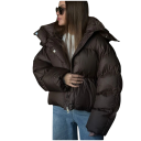 Dámská zimní bunda Zapínání na zip a patenty Kapuce Polyester bavlna Teplá zimní bunda s pohodlným střihm Stylový kabát na chladné zimní 7
