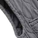Dámská zimní šedá vesta s výstřihem do O a tkaničkou v pase Stylová jednobarevná vesta s kapsičkami a zapínáním na knoflíky Lehký polyester 3