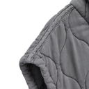 Dámská zimní šedá vesta s výstřihem do O a tkaničkou v pase Stylová jednobarevná vesta s kapsičkami a zapínáním na knoflíky Lehký polyester 4