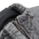 Dámská zimní šedá vesta s výstřihem do O a tkaničkou v pase Stylová jednobarevná vesta s kapsičkami a zapínáním na knoflíky Lehký polyester 8