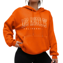 Damskapu och fickor Enfärgad hoodie med texten Los Angeles Bekväm fritidsöverdel i mjuk polyester i olika färger 13