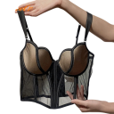 Damskär underklänning med genomskinlig nätdesign och förlängt snitt polyester nylon lätt underkläder för vardagligt bruk 5