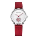 Dámske automatické hodinky Sea-Gull Luxusné so srdcovou vteřinovkou Vodoodolné 50 m Priemer 34 mm Safírové sklo Kožený remienok Biely ciferník 1