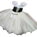 Dámské baletní šaty s nabíranými rukávky, květinovou aplikací a tylovou sukní, materiál nylon a polyester, na taneční vystoupení 5