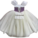 Dámské baletní šaty s nabíranými rukávky, květinovou aplikací a tylovou sukní, materiál nylon a polyester, na taneční vystoupení 1