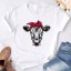 Dámske biele tričko s potlačou kravy 3