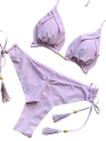 Dámské bikiny s trojúhelníkovým topem a korálkovým zdobením Nastavitelné plavky se šňůrkami Elegantní dvoudílný plážový komplet 5