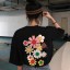 Dámské černé tričko s potiskem květin 1