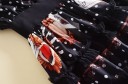 Dámske čierne maxi šaty bez rukávov s kvetinovou výšivkou ruží, bodkovaný potlač so srdciami a hracími kartami, tylové volánky, polyester 2