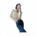 Dámske crop sako Krátky strih Výrazné ramená Klopy Náprsné vrecko Podšívka Polyester Do kancelárie aj na spoločenské akcie 2