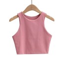 Dámske crop tielko Široké ramienka Výstrih do O Jednobarevný krátky top z polyesteru a spandexu Pružný strih 5