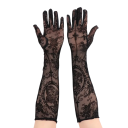 Dámské dlouhé krajkové rukavice celoprstové prodyšné 41 cm elastan polyester černé elegantní rukavice na ruku pro společenské nošení 1