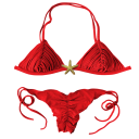 Dámske dvojdielne bikiny so strapcami a hviezdicou Trojuholníkový top so zaväzovaním a tangá nohavičky na šnúrky Plavky na leto 2