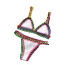 Dámske dvojdielne háčkované bikiny Trojuholníková podprsenka Brazílky Ručne šité obšitie Letné plavky na pláž a kúpanie štýl boho 4