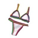 Dámské dvoudílné háčkované bikiny Trojúhelníková podprsenka Brazilky Ručně šité obšití Letní plavky na pláž a koupání styl boho 2