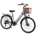 Dámské elektrokolo s předním košíkem Motor 250 W Baterie 48 V 10,4 Ah Dojezd 100 km Kotoučové brzdy 7 rychlostí Nosnost 120 kg Do města 2