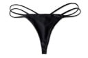 Dámske erotické tanga s dvojitými šnúrkami na bokoch Hladký čierny nylon Minimalistický strih s úzkym zadným dielom Zvádzajúce spodné prádlo 1
