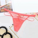 Dámske erotické tanga s krajkou a ozdobným krúžkom Pás s tenkými šnúrkami a prierazmi na bokoch Bavlna Univerzálna veľkosť 4
