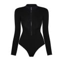 Dámské jednodílné plavky Jednobarevné Provedení Výstřih do V Zip ve výstřihu Dlouhé rukávy Polyester Spandex Elastické Plavky na pláž 1