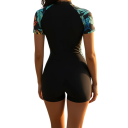 Dámské jednodílné plavky Krátký rukáv Zip ve výstřihu Kraťasový spodek Jednobarevné Polyester Spandex Sportovní plavky 5