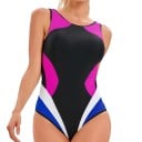 Dámské jednodílné plavky Široká ramínka Výstřih do O Pruhy Spandex Nylon Elastické sportovní elegantní plavky 6