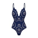 Dámské jednodílné plavky Výstřih do V Tenká ramínka Jednobarevné Kytkované Spandex Polyester Elastické Letní elegantní plavky 6