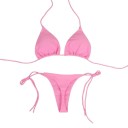Dámske jednoduché trojuholníkové bikiny so zaväzovaním za krkom a na bokoch Minimalistický strih Plavky na leto a dovolenku 5