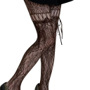 Dámské krajkové punčocháče s mašlí a květinovým vzorem, síťované sexy punčochy pro noční klub a párty styl Y2K JK 5