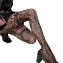 Dámské krajkové punčocháče s mašlí a květinovým vzorem, síťované sexy punčochy pro noční klub, cosplay a párty styl Y2K JK 7