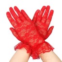 Dámské krajkové rukavice celoprsté krátké s řasením prodyšné polyester společenské rukavice na slavnostní a formální příležitosti 5