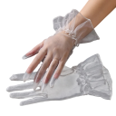 Dámské krajkové rukavice tenké průhledné prodyšné polyester dlouhé společenské elegantní doplněk na večerní nošení 9