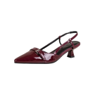 Dámské lodičky slingback se špičatou špičkou a ozdobnou přezkou nízký podpatek lakovaný povrch svršek PU pryžová podrážka do práce 7