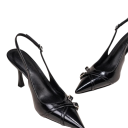 Dámské lodičky slingback se špičatou špičkou a přezkou vysoký podpatek pásek za patou svršek PU pryžová podrážka černá do společnosti 2