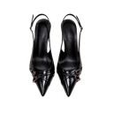 Dámské lodičky slingback se špičatou špičkou a přezkou vysoký podpatek pásek za patou svršek PU pryžová podrážka černá do společnosti 4