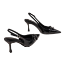 Dámské lodičky slingback se špičatou špičkou a přezkou vysoký podpatek pásek za patou svršek PU pryžová podrážka černá do společnosti 5