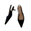 Dámské lodičky slingback se špičatou špičkou nízký podpatek matný semišový vzhled hladký svršek PU pryžová podrážka do práce i společnosti 4