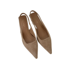 Dámské lodičky slingback se špičatou špičkou nízký podpatek matný semišový vzhled hladký svršek PU pryžová podrážka do práce i společnosti 2