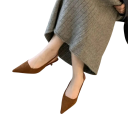 Dámské lodičky slingback se špičatou špičkou nízký podpatek matný semišový vzhled hladký svršek PU pryžová podrážka do práce i společnosti 11