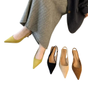 Dámské lodičky slingback se špičatou špičkou nízký podpatek matný semišový vzhled hladký svršek PU pryžová podrážka do práce i společnosti 10