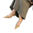 Dámské lodičky slingback se špičatou špičkou nízký podpatek matný semišový vzhled hladký svršek PU pryžová podrážka do práce i společnosti 12