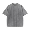 Dámské oversize tričko s krátkým rukávem Streetwear top s kulatým výstřihem Módní volný střih Vintage washed vzhled pro každý den 4